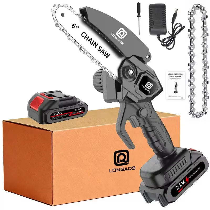 6-Inch Mini Chainsaw, Adjustable Chain, Safety Lock, Equipped with Rechargeable Battery, Chain And Storage Box, Suitable for Quick Pruning of Tree Branches in Homes And Gardens, Men'S Pruning Gift Fallen Tree Removal