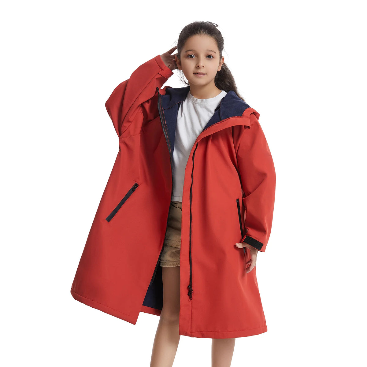 Mutao Children's Waterproof Zipper Cloak, Long-sleeve Windproof And Warm Bathrobe, Ideal For Beach Diving, Wwimming, Surfing, And Other Water Sports—Unisex Size