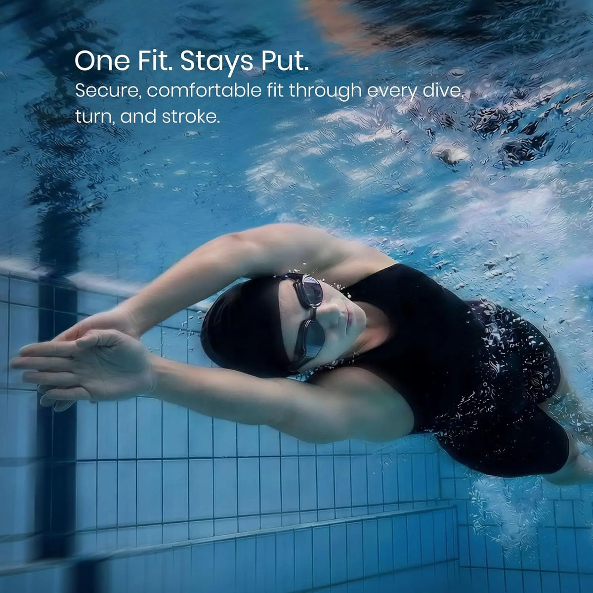 SollaWave AI Music Smart Goggles Swimming Headphones, Real-Time Voice Feedback + 4GB MP3 Player, 9-Axis Motion Tracking Swimming Earbuds, IP68 Waterproof Headphones for Swimming with App & AI Analysis, Swim Googles With Music