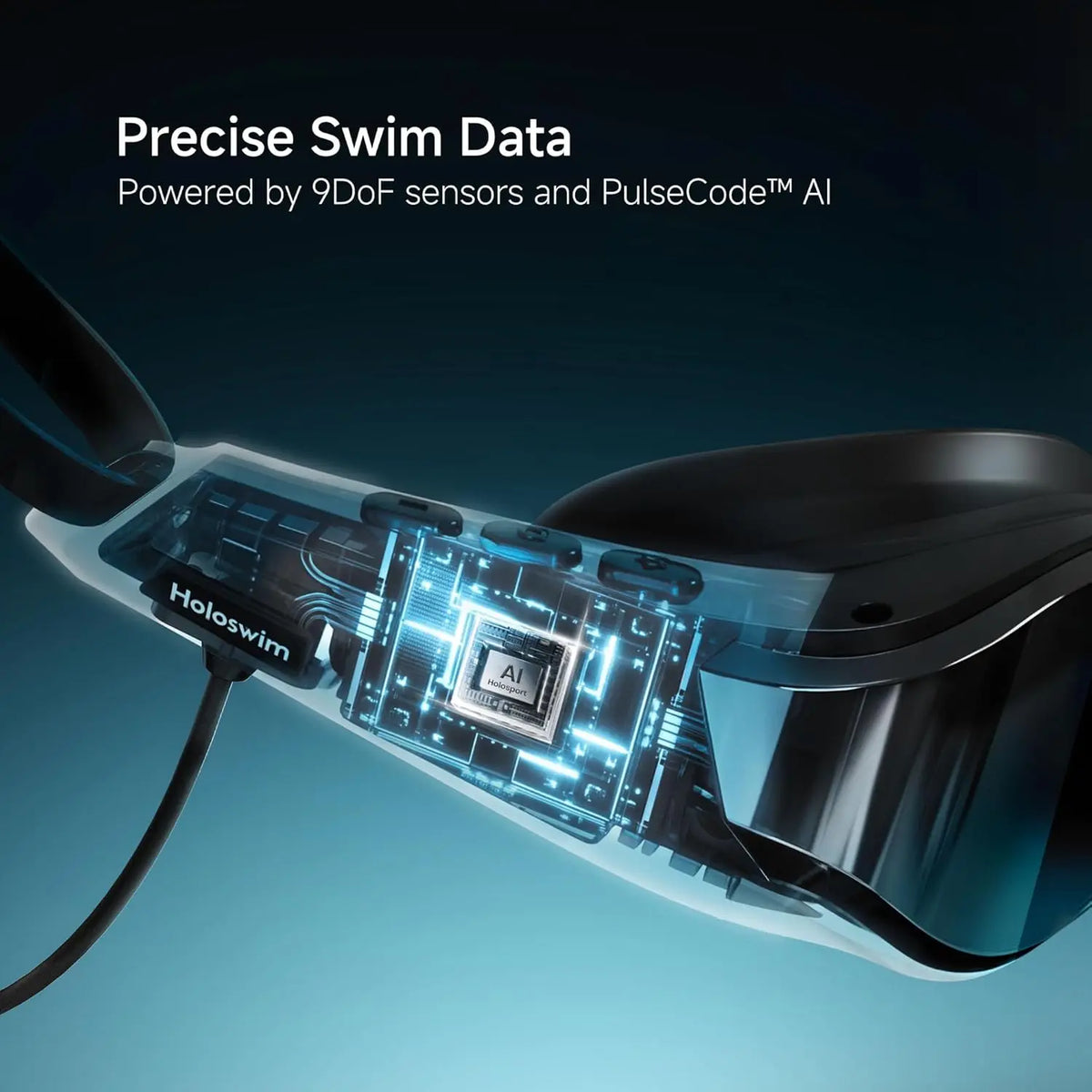 SollaWave AI Music Smart Goggles Swimming Headphones, Real-Time Voice Feedback + 4GB MP3 Player, 9-Axis Motion Tracking Swimming Earbuds, IP68 Waterproof Headphones for Swimming with App & AI Analysis, Swim Googles With Music