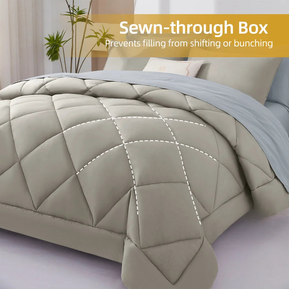 7 Pieces Bed in a Bag King Size, Fluffy Soft All Season Rustic Farmhouse Bedding with Full Sheets Set
