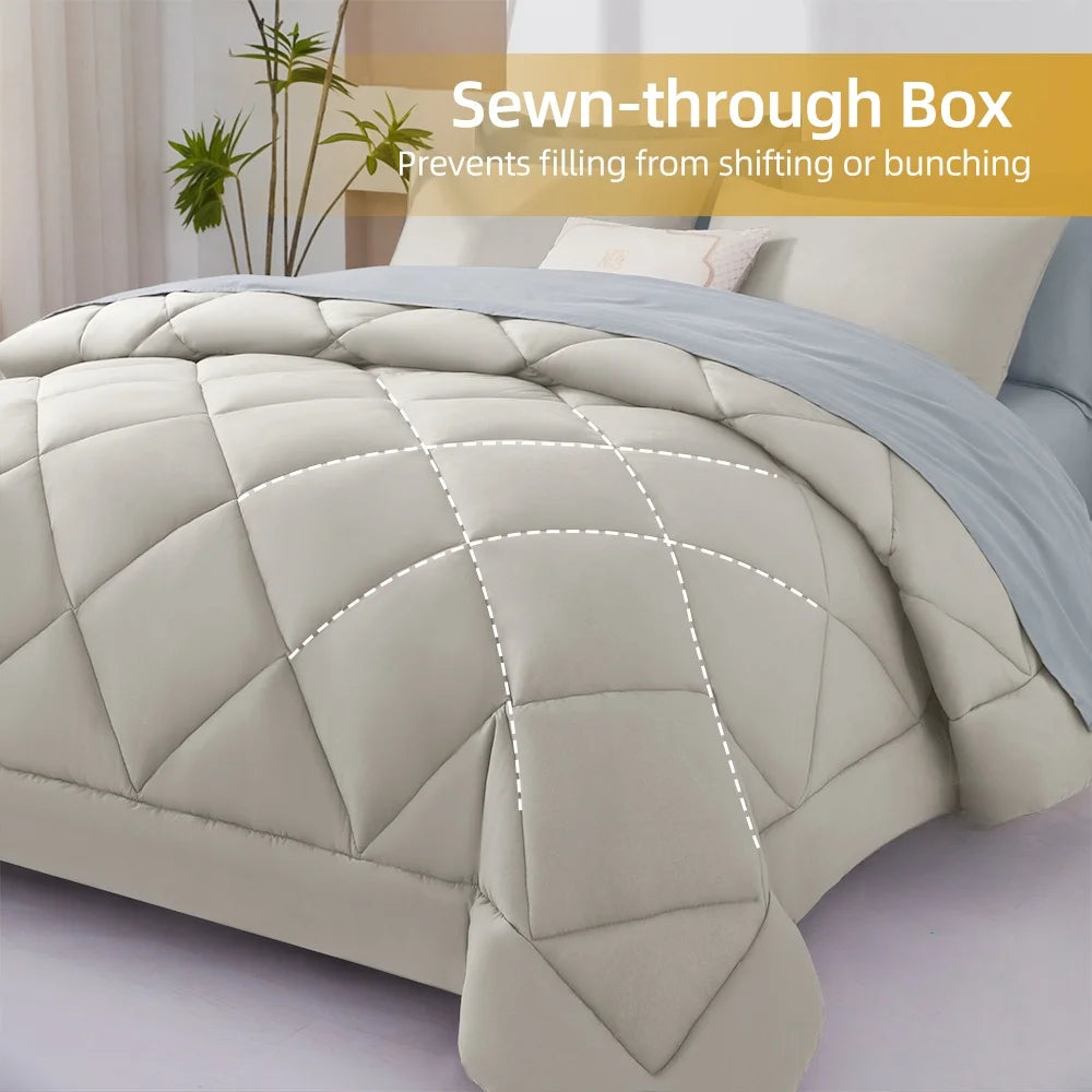 7 Pieces Bed in a Bag King Size, Fluffy Soft All Season Rustic Farmhouse Bedding with Full Sheets Set