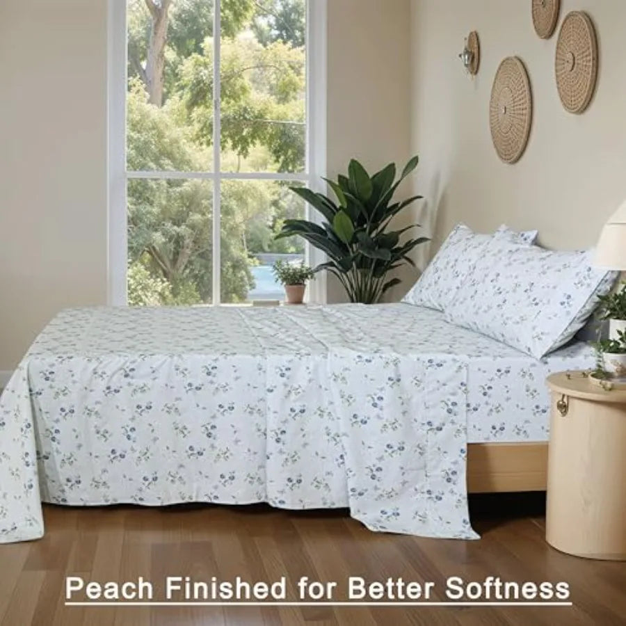 100% Cotton Organic Percale Sheets Size Crisp Cooling Bed Sheets for Hot Sleepers, Deep Pocket 15", Soft Peach Finish, Breathab