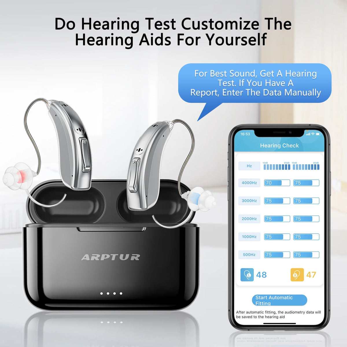 Hearing Aids for Seniors for Rechargeable Noise Cancelling APP Control 3-in-1 Function (Hearing Music Phone) 16 Channels