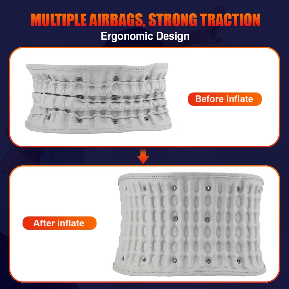 Rechargeable Heating Waist Back Massage Inflatable Lumbar Traction Device Red Light Heating Back Vibration Massage