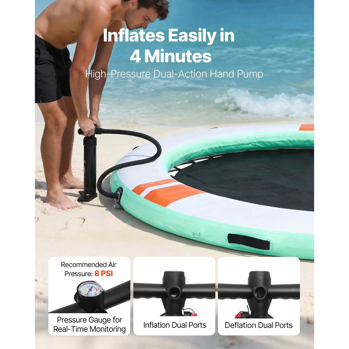 SucceBuy Inflatable Floating Dock Inflatable Dock Platform Non-Slip with Carrying Bag & Ladder Floating Platform Island Raft