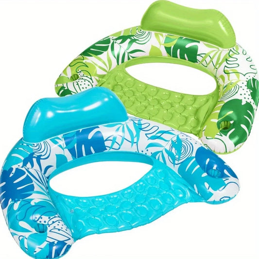JOYFY 2 Pack Pool Chairs Inflatable Pool Floats with Cup Holders Hammock Noodle Mat for Relaxing Summer Water Fun