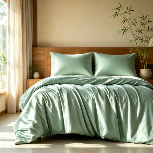 100% Bamboo Viscose Duvet Cover Set 3PCS, Solid Color Cooling & Breathable Bedding, 1 Duvet Cover + 2 Pillowcases, Queen (90"×90") / King (104"×90"), No Comforter Insert, 8 Colors Available`
