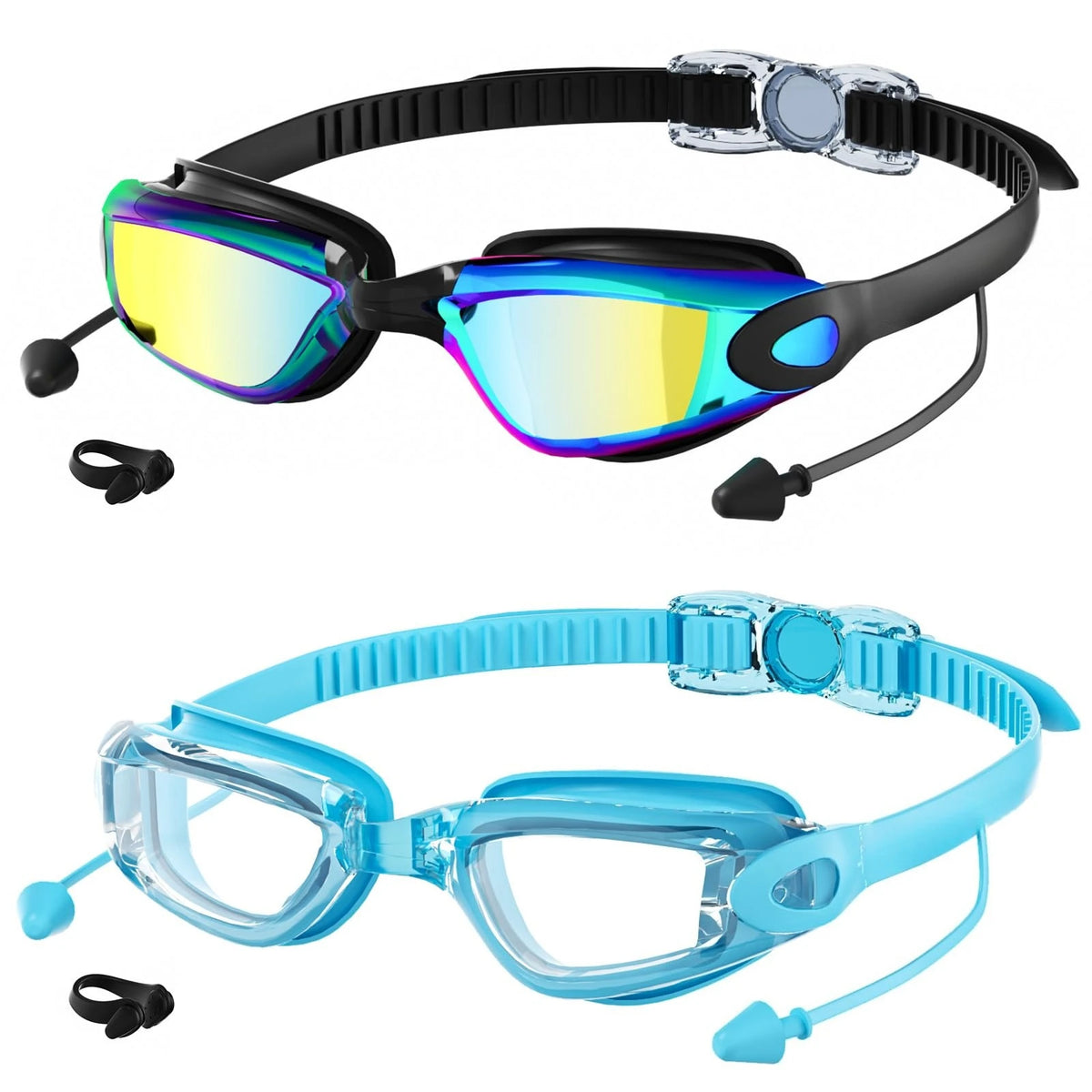 2 Pack Adult Swimming Goggles for Men Women, No Leak Anti‑Fog UV Protection Swim Goggles, HD Mirror PC Lens Wide Vision Eyewear, Pool Open Water Swimming Accessories, Water Sports Gear