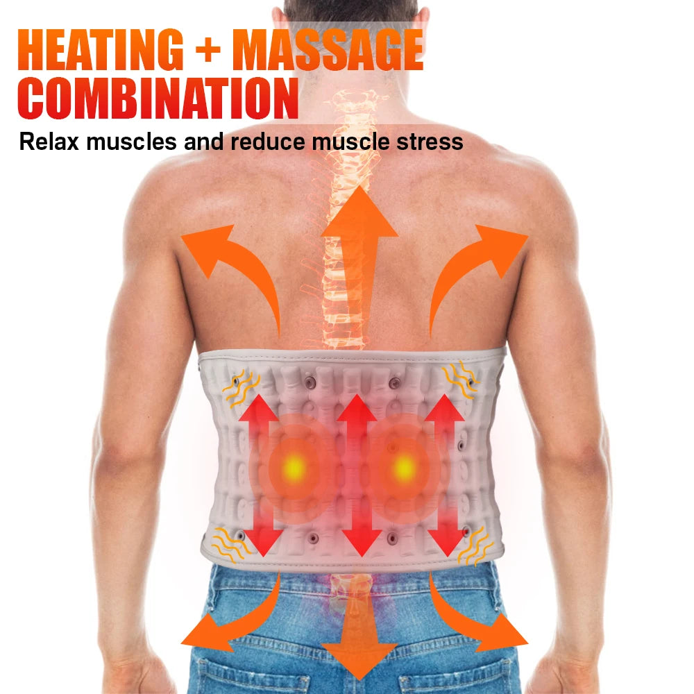 Rechargeable Heating Waist Back Massage Inflatable Lumbar Traction Device Red Light Heating Back Vibration Massage