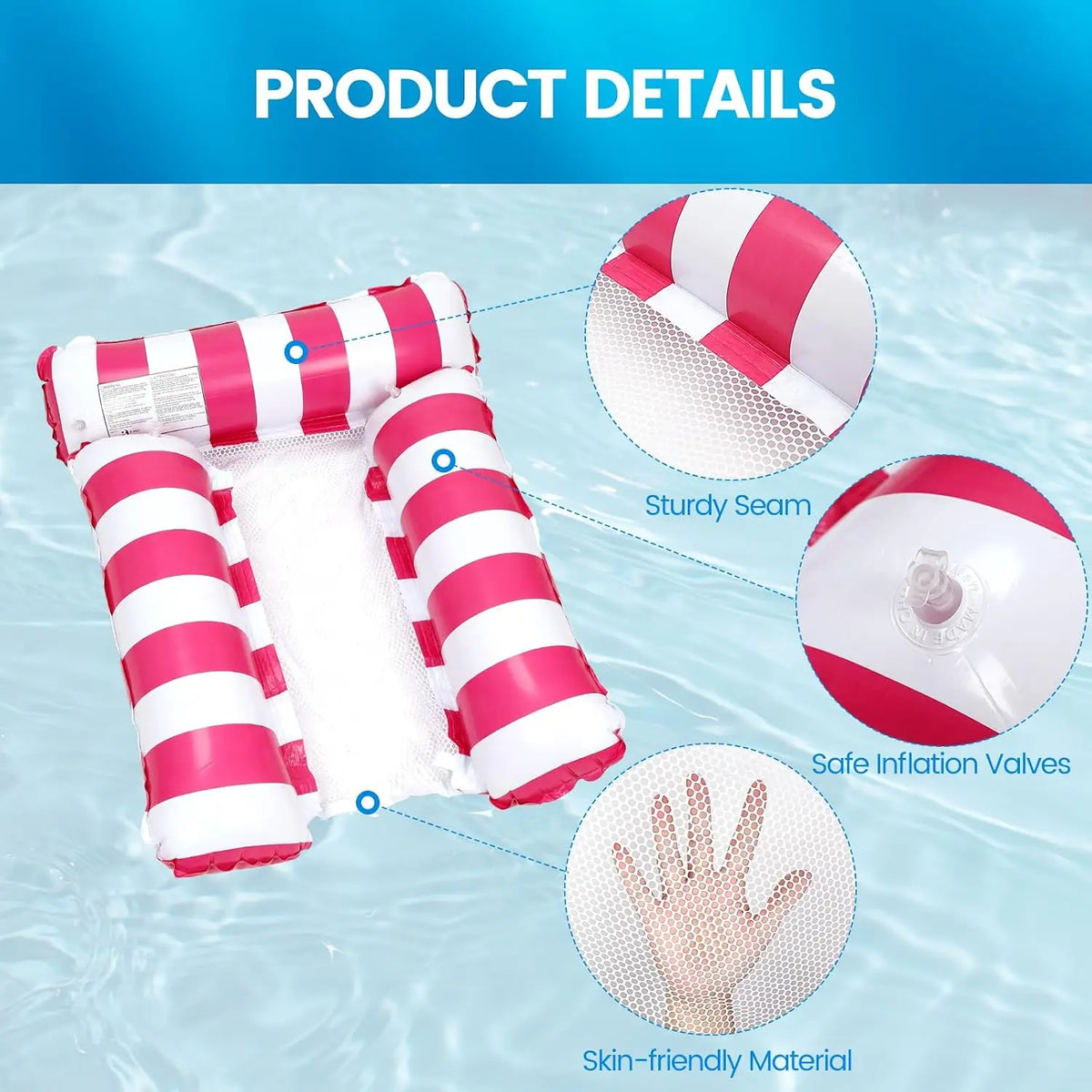 2 Pack Inflatable Pool Floats Adult 4-in-1 Pool Hammock with Bottom Mesh 3 Tubes Inflatable Hammock for Adults,Portable Floating Chair Bed for Travel, Swimming Pool Hot Tub