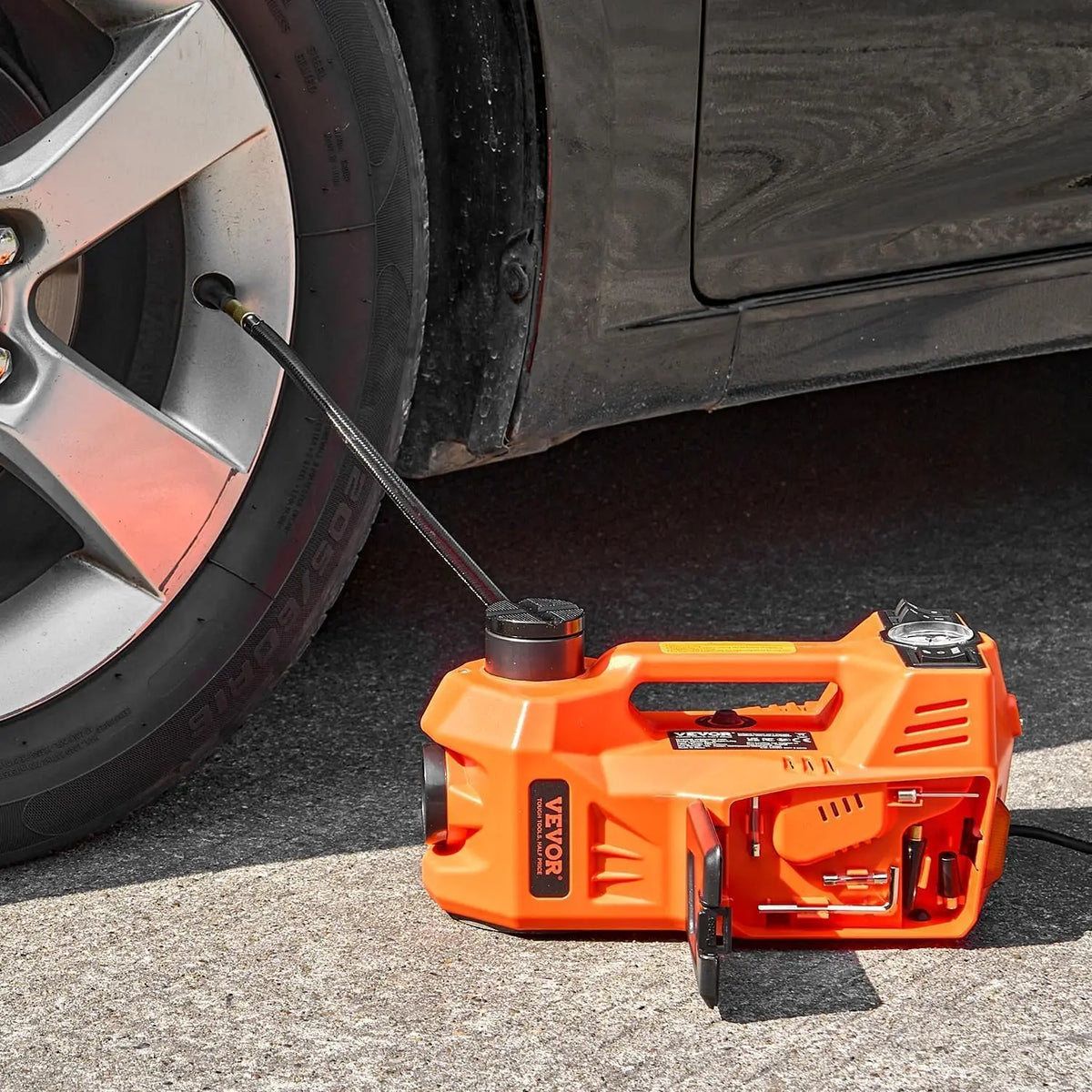 Tacleekii 5 Ton Electric Hydraulic Car Jack Portable Built-in Tire Inflator | Portable Vehicle Lift Jack with Built-in Tire Inflator Pump for Sedan, SUV, MPV