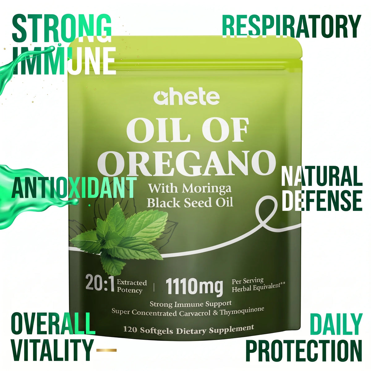 Ahete Oregano Oil Softgels, Black Seed Oil, Moringa, Garlic Oil D3 | Natural Immunity, Gut Health & Respiratory Care