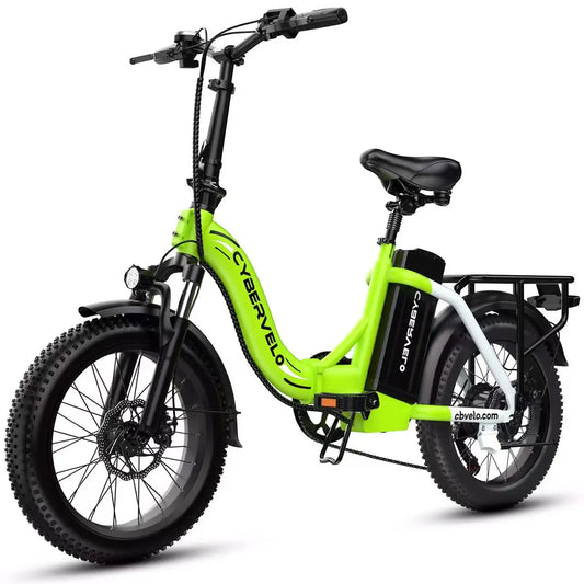 Cybervelo 1000W Electric Bike for Adults 48V 20.8Ah Battery Foldable 20 Inch Fat Tire Urban Commuting Mars700 Large Removable