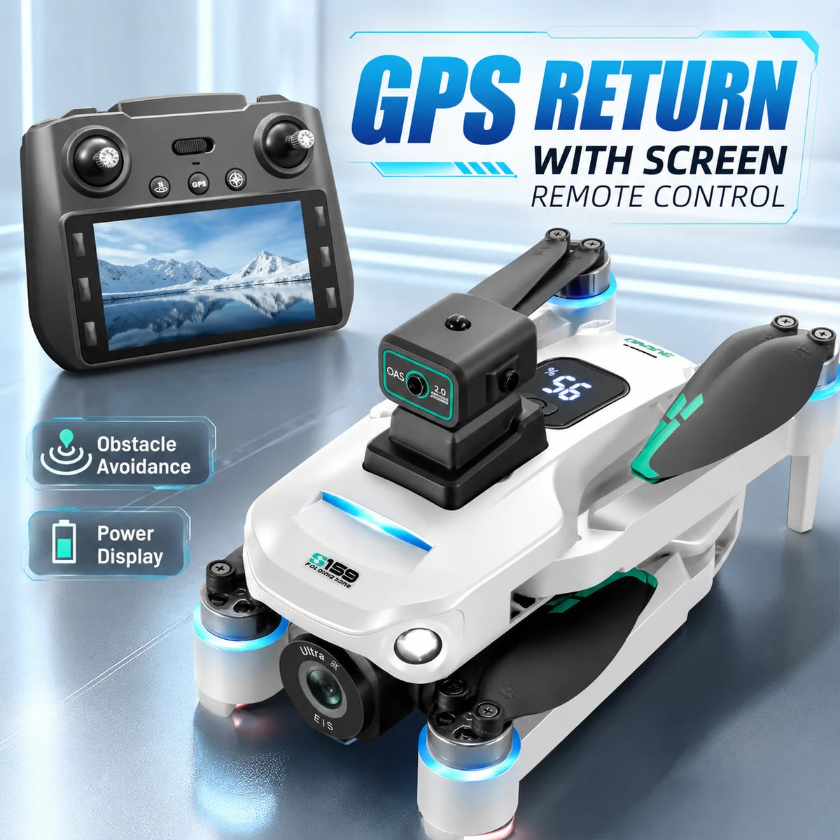 ZNLYRION S159 Brushless GPS Drone with 8K Camera  5G FPV Optical Flow Hover and 20Mins Flight Time