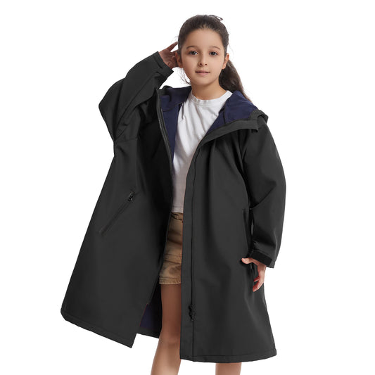 Mutao Children's Waterproof Zipper Cloak, Long-sleeve Windproof And Warm Bathrobe, Ideal For Beach Diving, Wwimming, Surfing, And Other Water Sports—Unisex Size