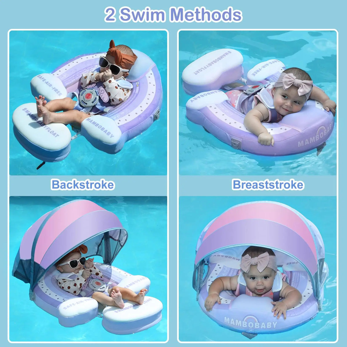 Mambobaby Float Feels Ultra-Secure Safe Air-Free Core ST:  Rainbow 3-24 Month B503-50-W-Z Air-Free Chest Float with Sunshade Canopy  Baby Swimming Ring Toddler Pool Float Infant Swim Circle Infant Fiber Ring 1Years Boy Girl