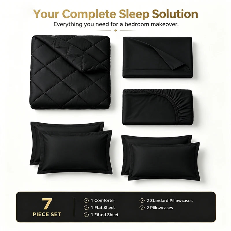 5pcs/7pcs Twin Full Queen King Bedding Sets Home Decor Comforter Flat Sheet Fitted Sheet Pillowcases Sleeping Sets