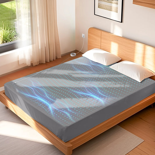 Grounding Sheets King Size - 10% Silver Fiber and 90% Cotton Grounding Fitted Sheet with Grounding Cord Gray Color Queen/King Size