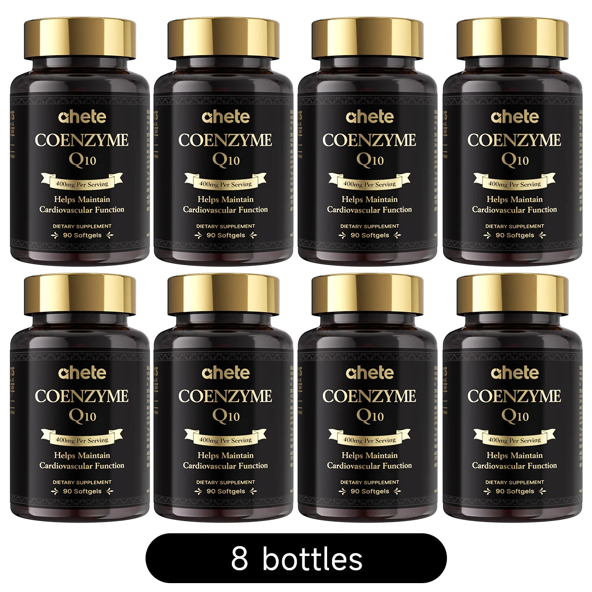 8 Bottles Achete CoQ10 400mg 90 Softgels. Supports Heart Health, Blood Circulation & Energy.