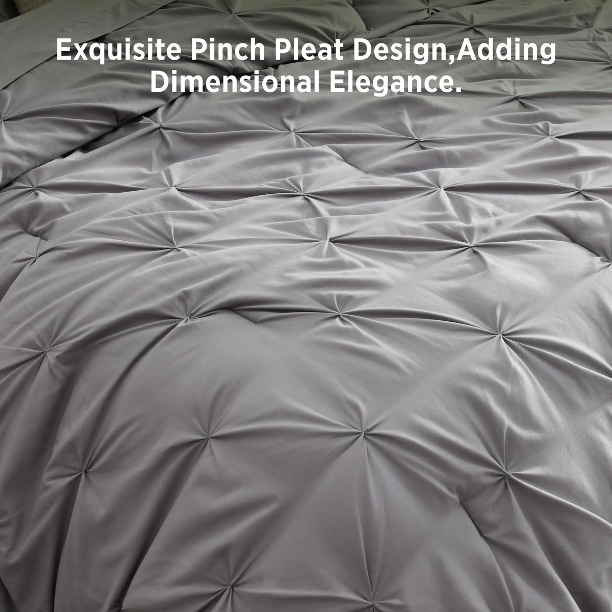 Luxury 7-Piece Pinch Pleat Bedding Set King Size Ultra-Soft Microfiber Comforter Set All-Season Breathable Cloud-Like Bed in a Bag Machine Washable
