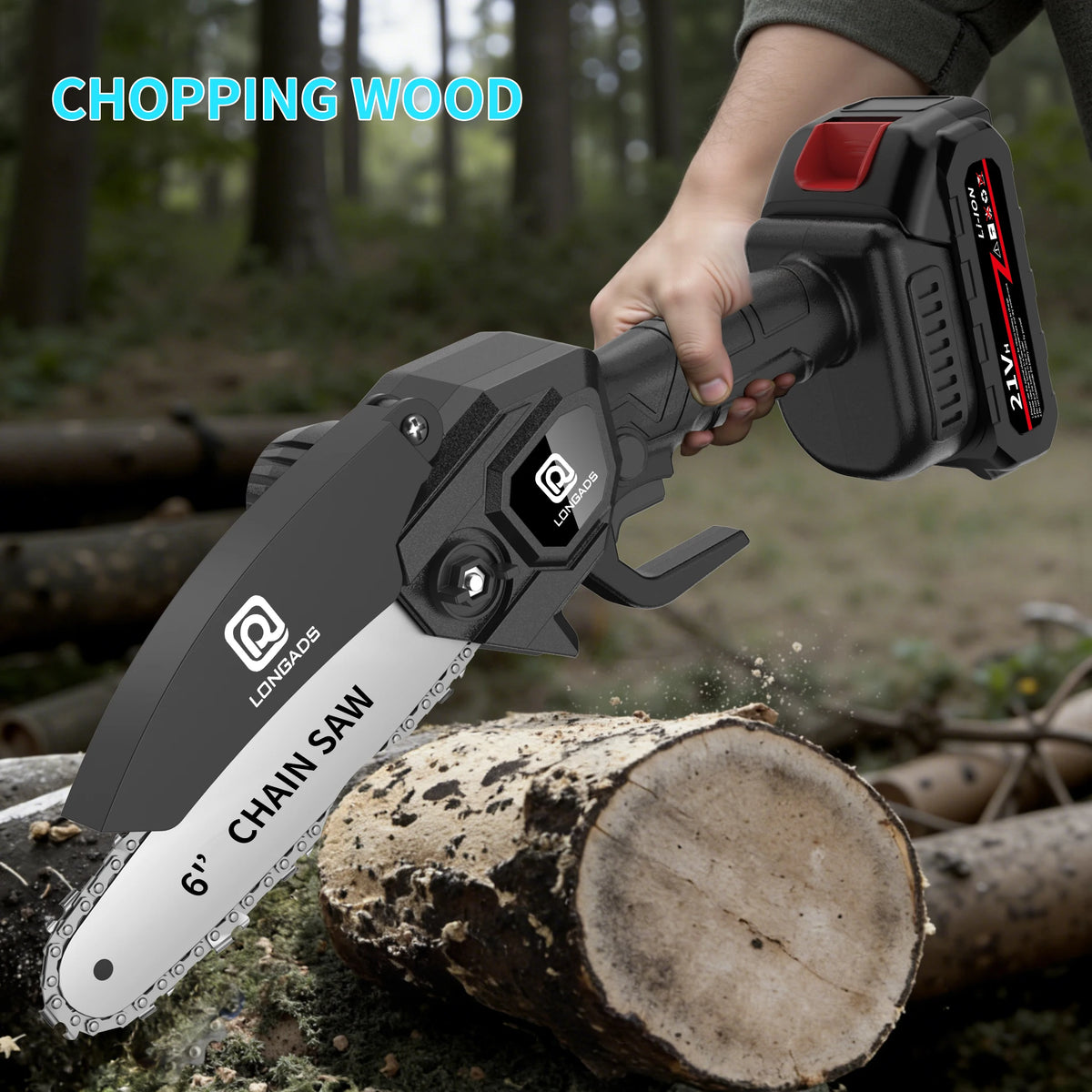 6-Inch Mini Chainsaw, Adjustable Chain, Safety Lock, Equipped with Rechargeable Battery, Chain And Storage Box, Suitable for Quick Pruning of Tree Branches in Homes And Gardens, Men'S Pruning Gift Fallen Tree Removal
