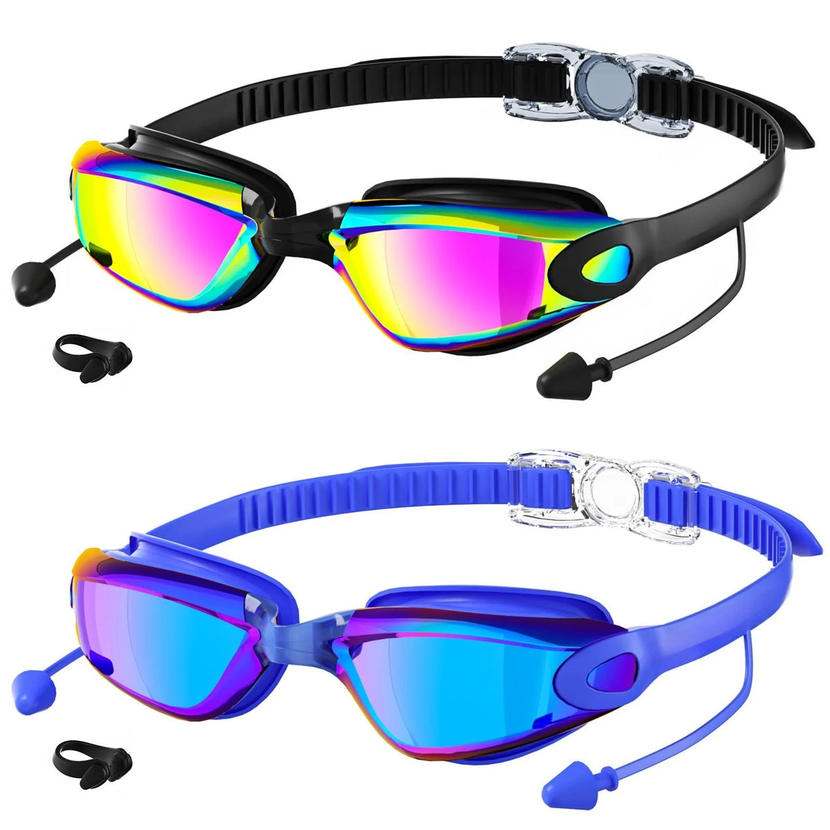 2 Pack Adult Swimming Goggles for Men Women, No Leak Anti‑Fog UV Protection Swim Goggles, HD Mirror PC Lens Wide Vision Eyewear, Pool Open Water Swimming Accessories, Water Sports Gear