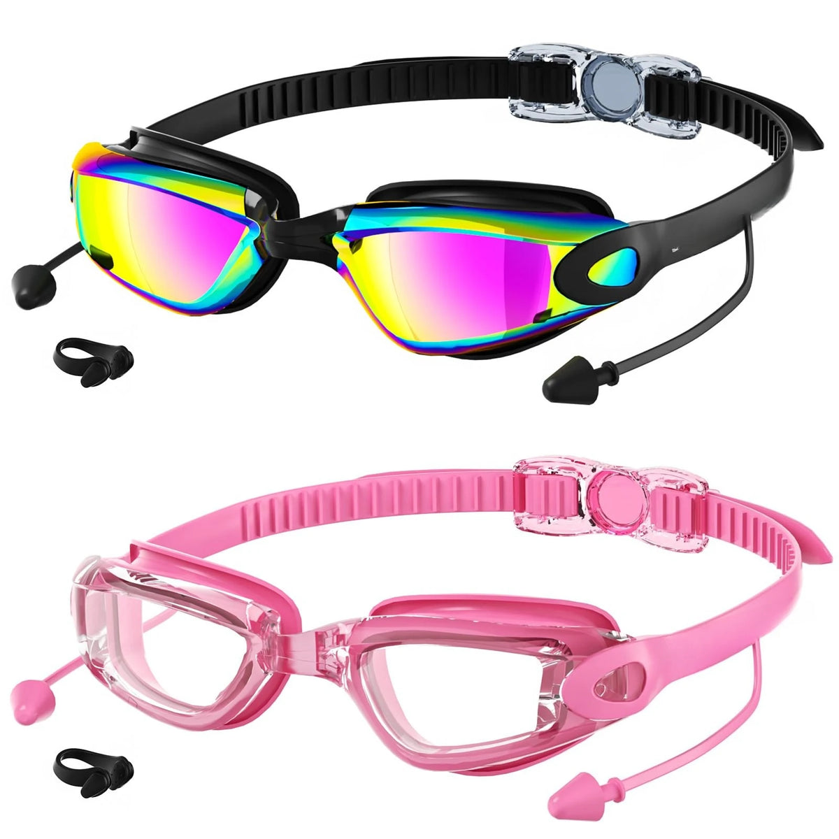 2 Pack Adult Swimming Goggles for Men Women, No Leak Anti‑Fog UV Protection Swim Goggles, HD Mirror PC Lens Wide Vision Eyewear, Pool Open Water Swimming Accessories, Water Sports Gear