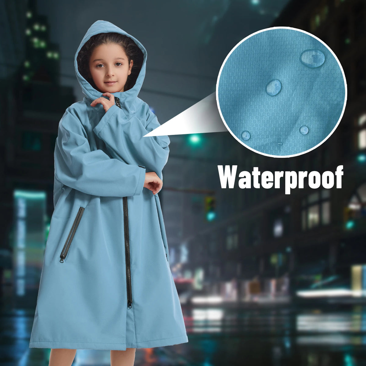 Mutao Children's Waterproof Zipper Cloak, Long-sleeve Windproof And Warm Bathrobe, Ideal For Beach Diving, Wwimming, Surfing, And Other Water Sports—Unisex Size