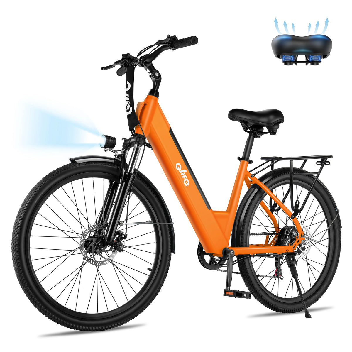 Qlife Cityone  St Electric Bike for Woman, Peak 1200W Motor 48V Battery, 25MPH 55 Miles, 26“ Step-Thru Electric Bicycle, 7-Speed Commute E-Bike