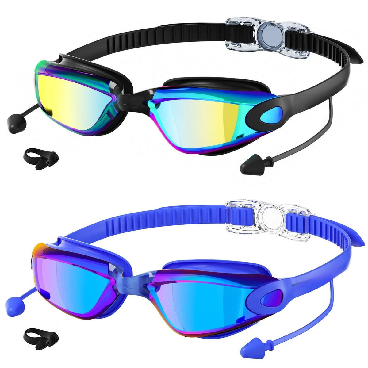 2 Pack Adult Swimming Goggles for Men Women, No Leak Anti‑Fog UV Protection Swim Goggles, HD Mirror PC Lens Wide Vision Eyewear, Pool Open Water Swimming Accessories, Water Sports Gear