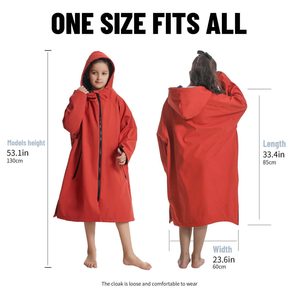 Mutao Children's Waterproof Zipper Cloak, Long-sleeve Windproof And Warm Bathrobe, Ideal For Beach Diving, Wwimming, Surfing, And Other Water Sports—Unisex Size