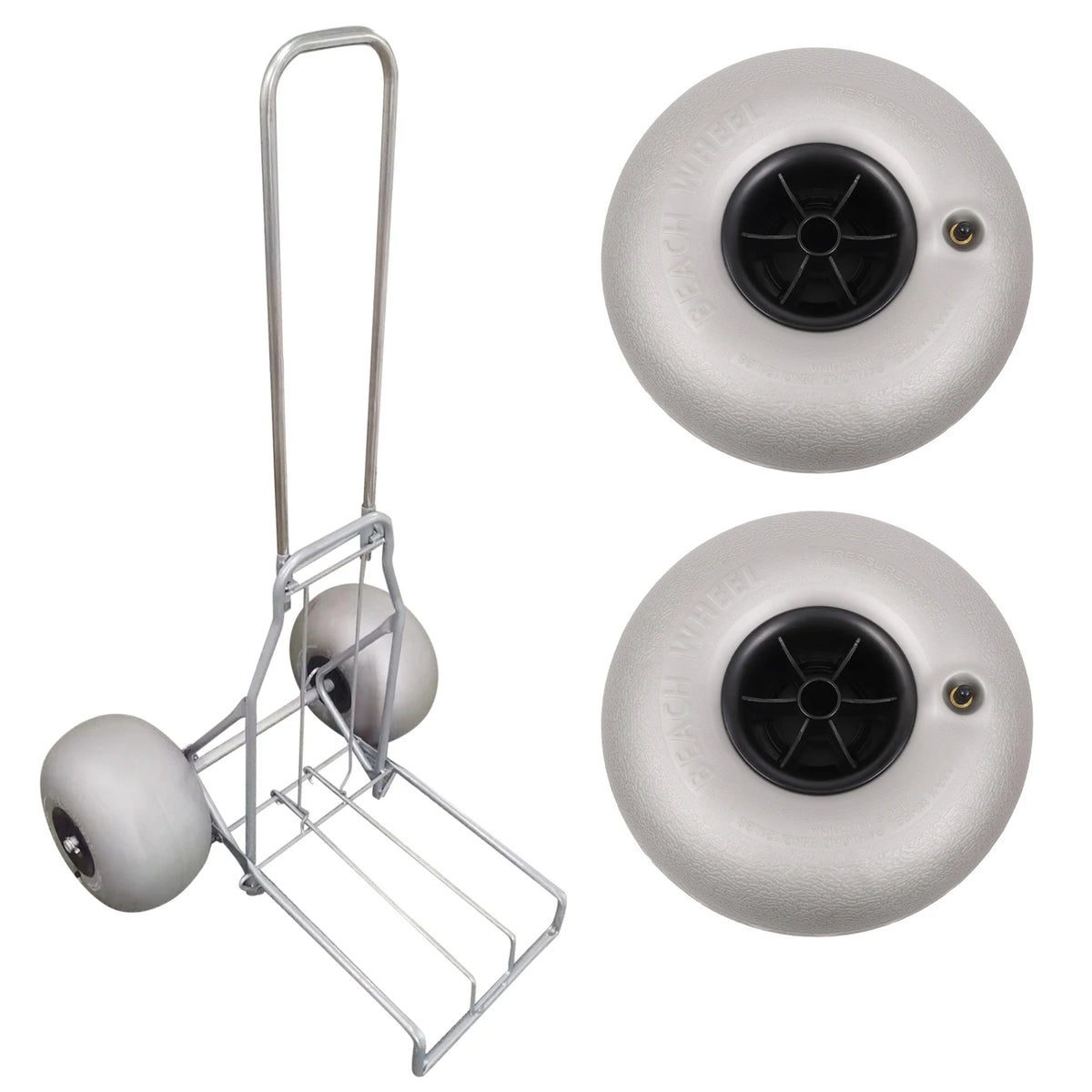 2Pcs 10 Inch PVC Inflatable Beach Wheels, Kayak Accessories, 20mm Bore Sand Tires for Canoe Trolley Cart