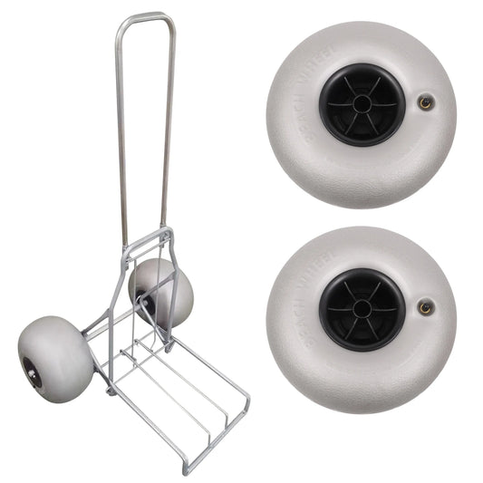 2Pcs 10 Inch PVC Inflatable Beach Wheels, Kayak Accessories, 20mm Bore Sand Tires for Canoe Trolley Cart