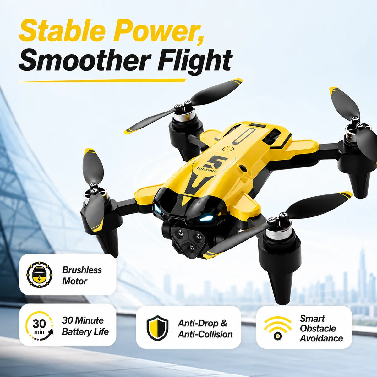 RC Drone Optical Flow Hover Smart Follow Waypoint Trajectory Flight One Key Takeoff Landing Return 360° Roll Headless Mode Outdoor Flying Drone
