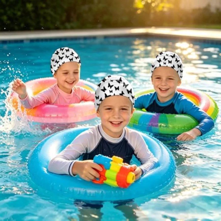 Silicone Swim Cap for Girls Boys Soft Waterproof Durable Swimming Caps Non-Slip Elasticity Keeps Hair Dry Cute