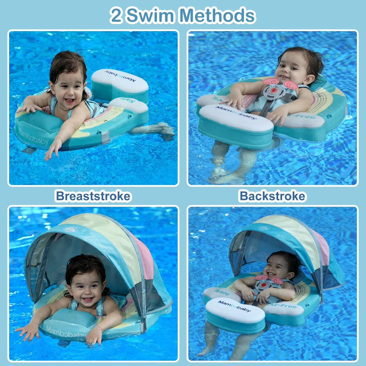 Mambobaby Float Cool Shade, No Sunburn Comfort Skin-friendly Design ST:  New York 3-24 Month B503-143-W-Z Air-Free Chest Float with Sunshade Canopy  Baby Swimming Ring Toddler Pool Float Infant Swim Circle Infant Fiber Ring 1
