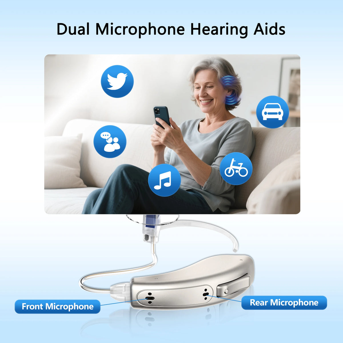Hearing Aids for Seniors Hearing Aids 3-in-1 Function (Hearing Music Phone) 16 Channels Eco-Friendly Digital