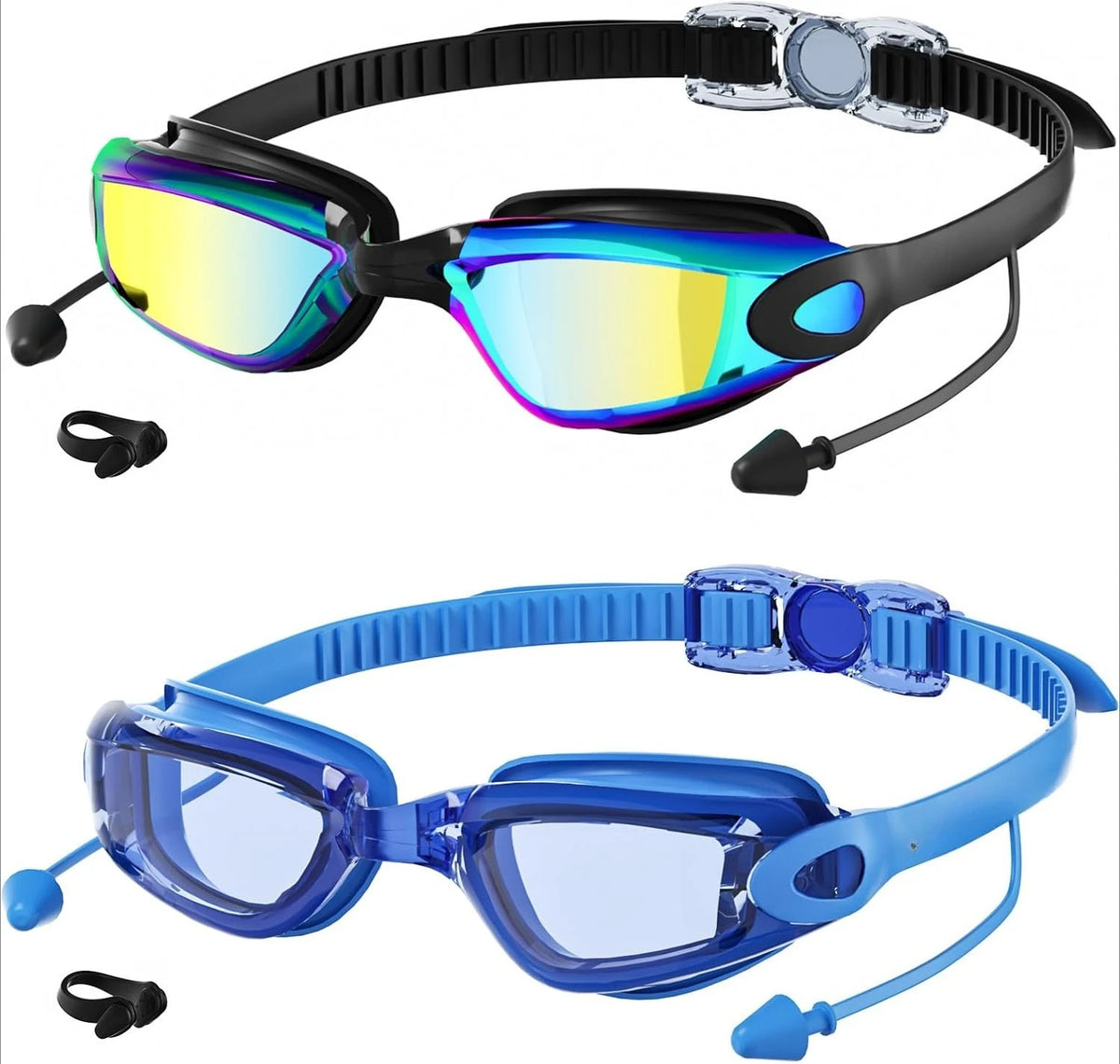 2 Pack Adult Swimming Goggles for Men Women, No Leak Anti‑Fog UV Protection Swim Goggles, HD Mirror PC Lens Wide Vision Eyewear, Pool Open Water Swimming Accessories, Water Sports Gear
