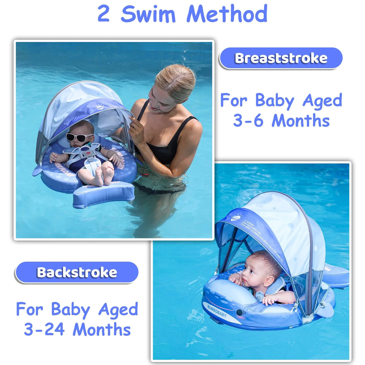 Mambobaby Float 98% UV Protection Canopy Comfort Skin-friendly Design ST:  Whale Shark 3-24 Month B503-92-W-Z Air-Free Chest Float with Sunshade Canopy  Baby Swimming Ring Toddler Pool Float Infant Swim Circle Infant Swimming