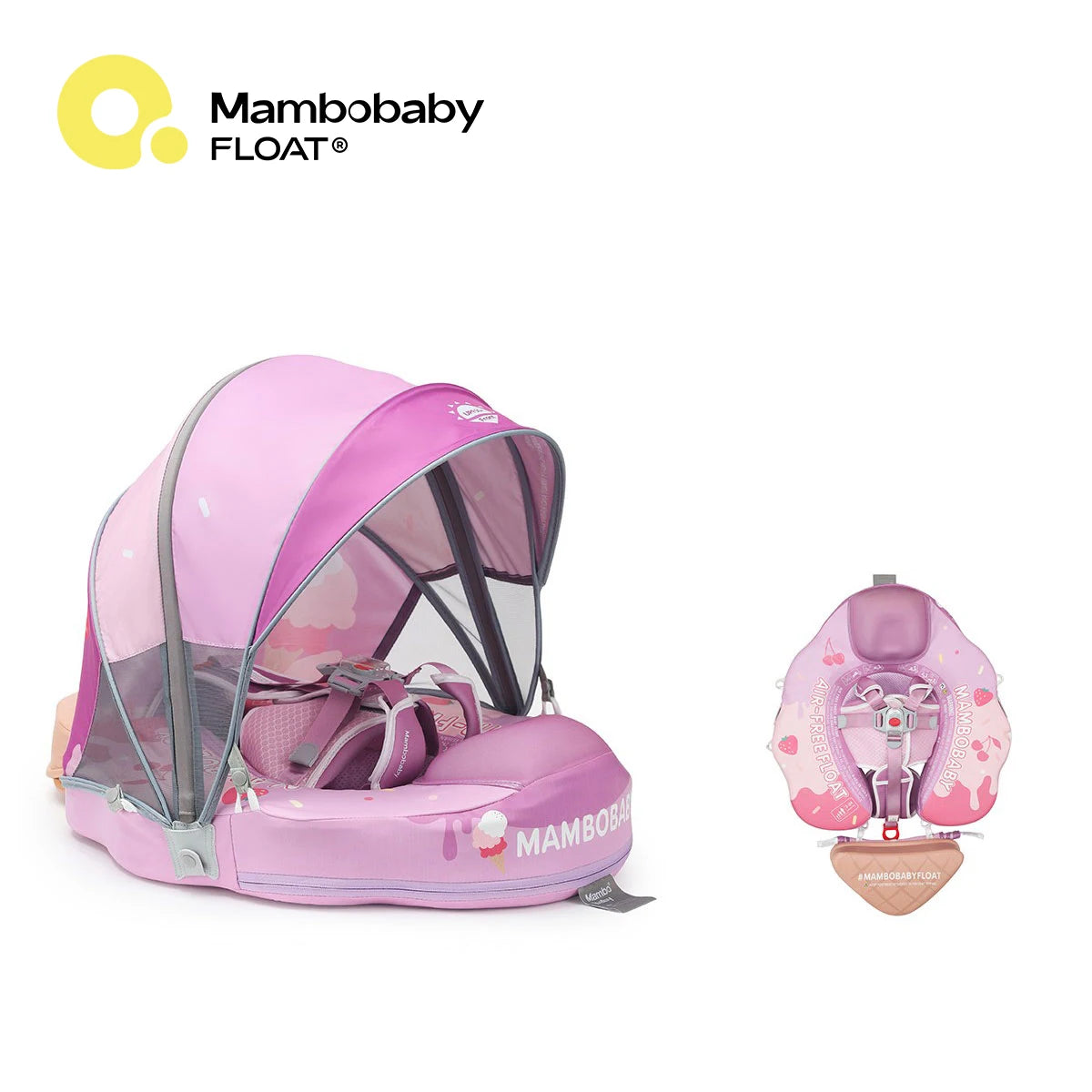 Mambobaby Float Feels Ultra-Secure Safe Air-Free Core ST:  Rainbow 3-24 Month B503-50-W-Z Air-Free Chest Float with Sunshade Canopy  Baby Swimming Ring Toddler Pool Float Infant Swim Circle Infant Fiber Ring 1Years Boy Girl