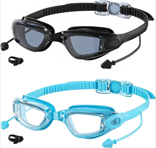2 Pack Adult Swimming Goggles for Men Women, No Leak Anti‑Fog UV Protection Swim Goggles, HD Mirror PC Lens Wide Vision Eyewear, Pool Open Water Swimming Accessories, Water Sports Gear