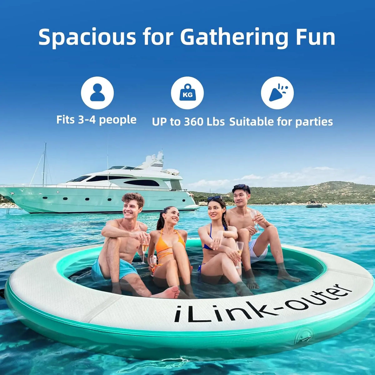 Round Floating Ring Inflatable Floating Water Hammock Round Floating Ring for Lakes, Inflatable Raft Platform for Pool and Lake