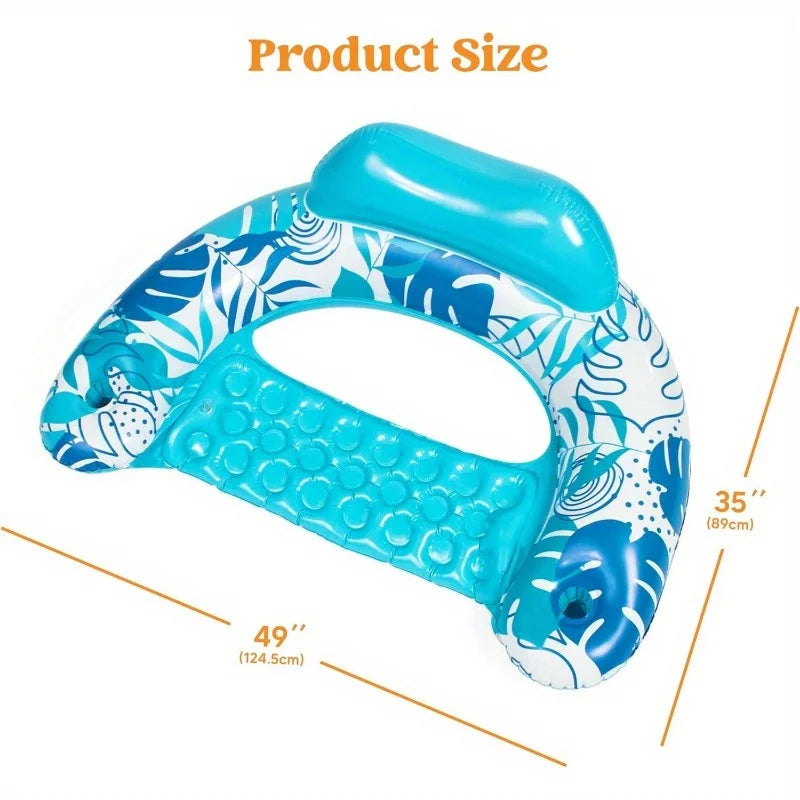 JOYFY 2 Pack Pool Chairs Inflatable Pool Floats with Cup Holders Hammock Noodle Mat for Relaxing Summer Water Fun