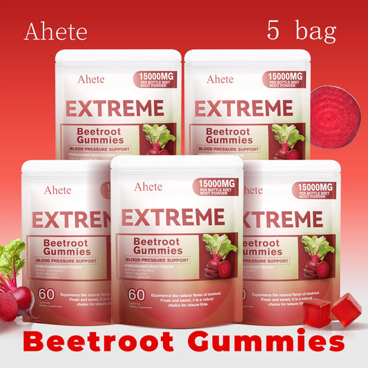 Beet Root Gummies, Beetroot Powder 500mg with Grape Seed Extract & Coenzyme Q10, Pomegranate Berry Flavor, Heart Support