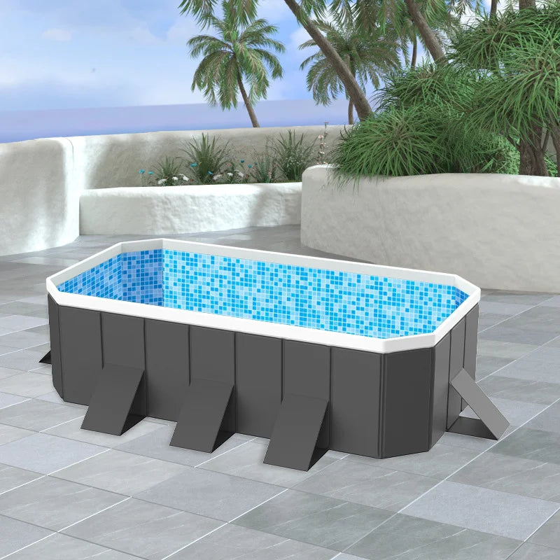3m(286x167x50cm) Non-Inflatable Swimming Pool PVC Foldable Summer Water Sports Party Pools Bathtub For Family Home Outdoor Garden Backyard