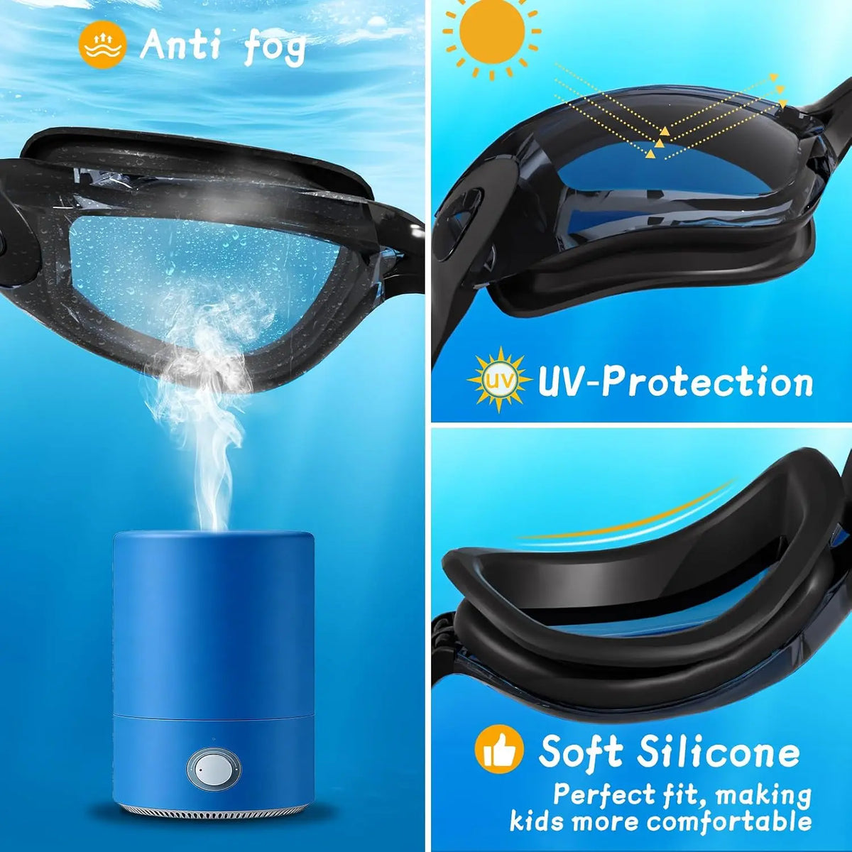 2 Pack Adult Swimming Goggles for Men Women, No Leak Anti‑Fog UV Protection Swim Goggles, HD Mirror PC Lens Wide Vision Eyewear, Pool Open Water Swimming Accessories, Water Sports Gear
