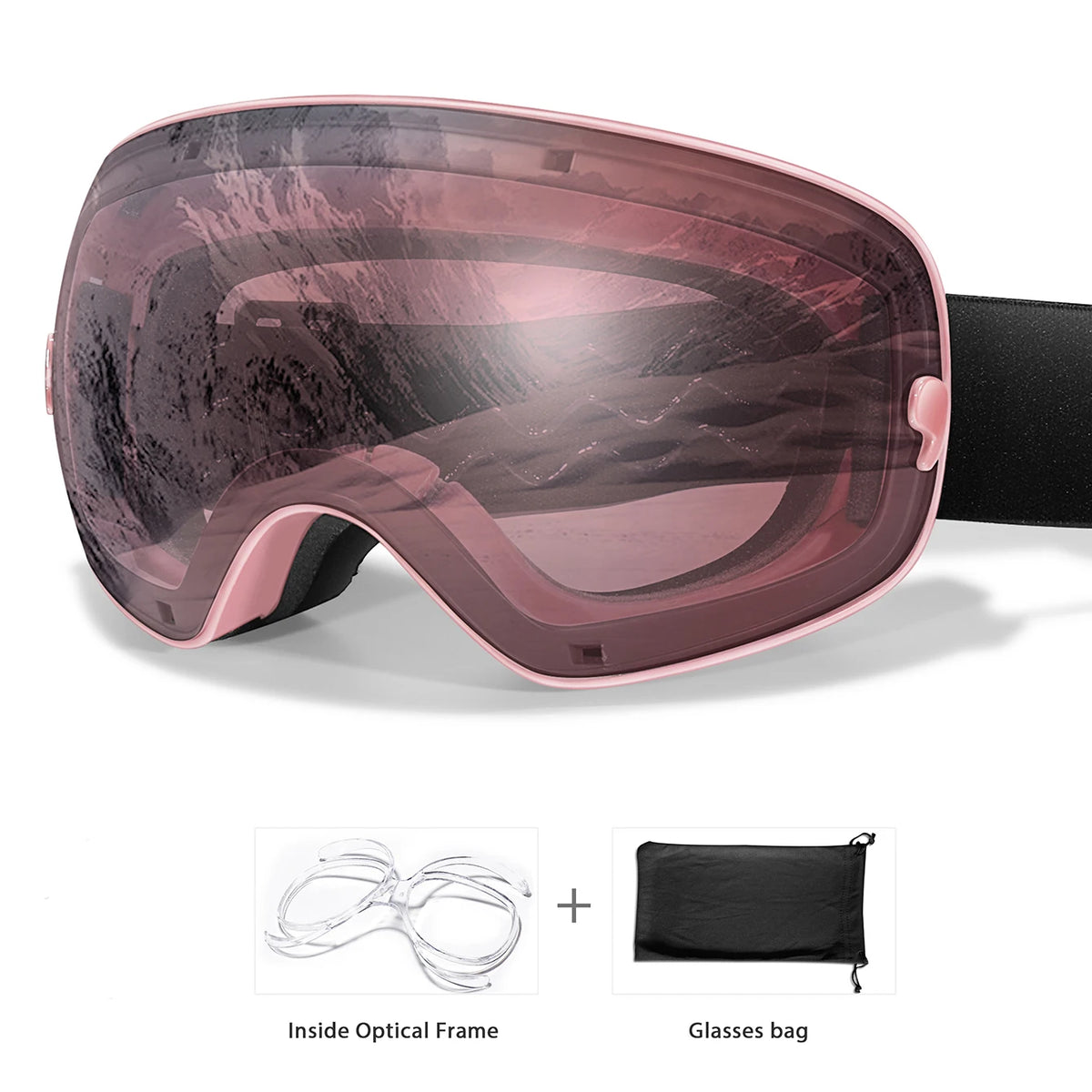 Winter Outdoor SKI Goggles Men And Women Teen, Free Optical Frame and Bag, UV400 Anti-Fog Snowboard Eyewear, Charistmas Gifts