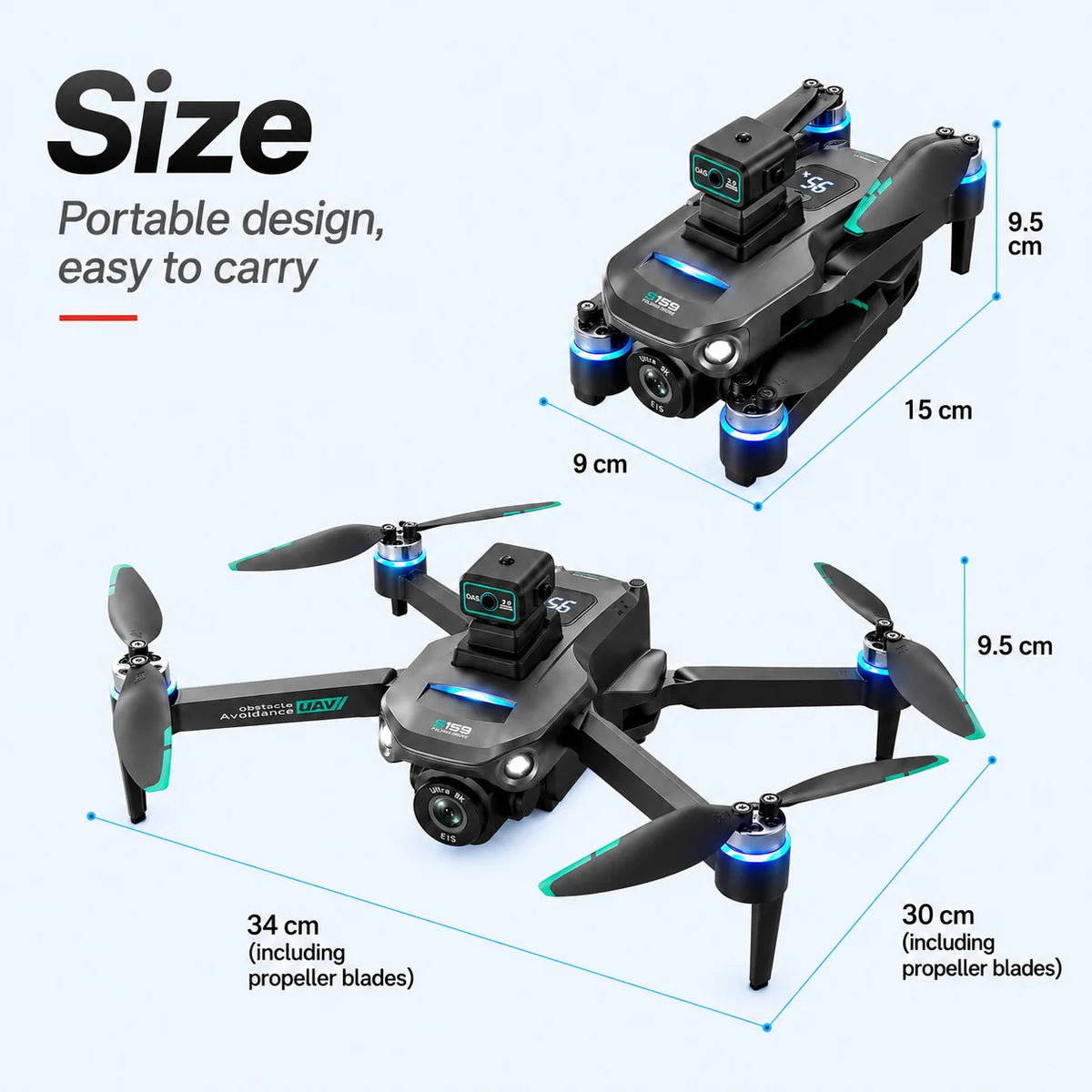 ZNLYRION S159 Brushless GPS Drone with 8K Camera  5G FPV Optical Flow Hover and 20Mins Flight Time