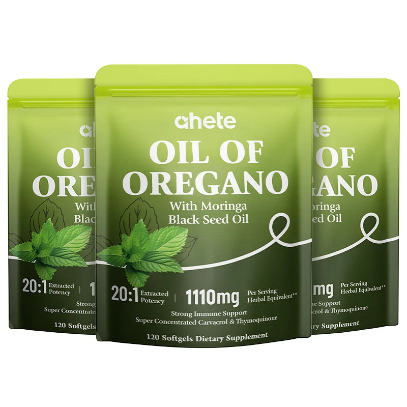 Ahete Oregano Oil Softgels, Black Seed Oil, Moringa, Garlic Oil D3 | Natural Immunity, Gut Health & Respiratory Care